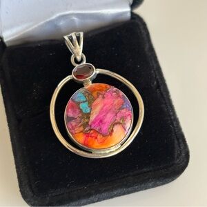 Sterling Silver Pink Dahlia Pendant